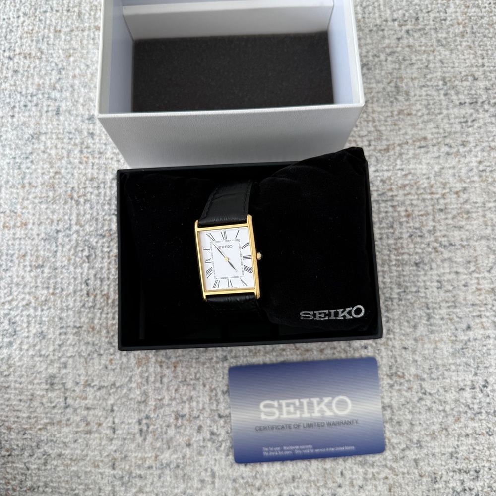 Seiko Gold Case Watch with Black Strap